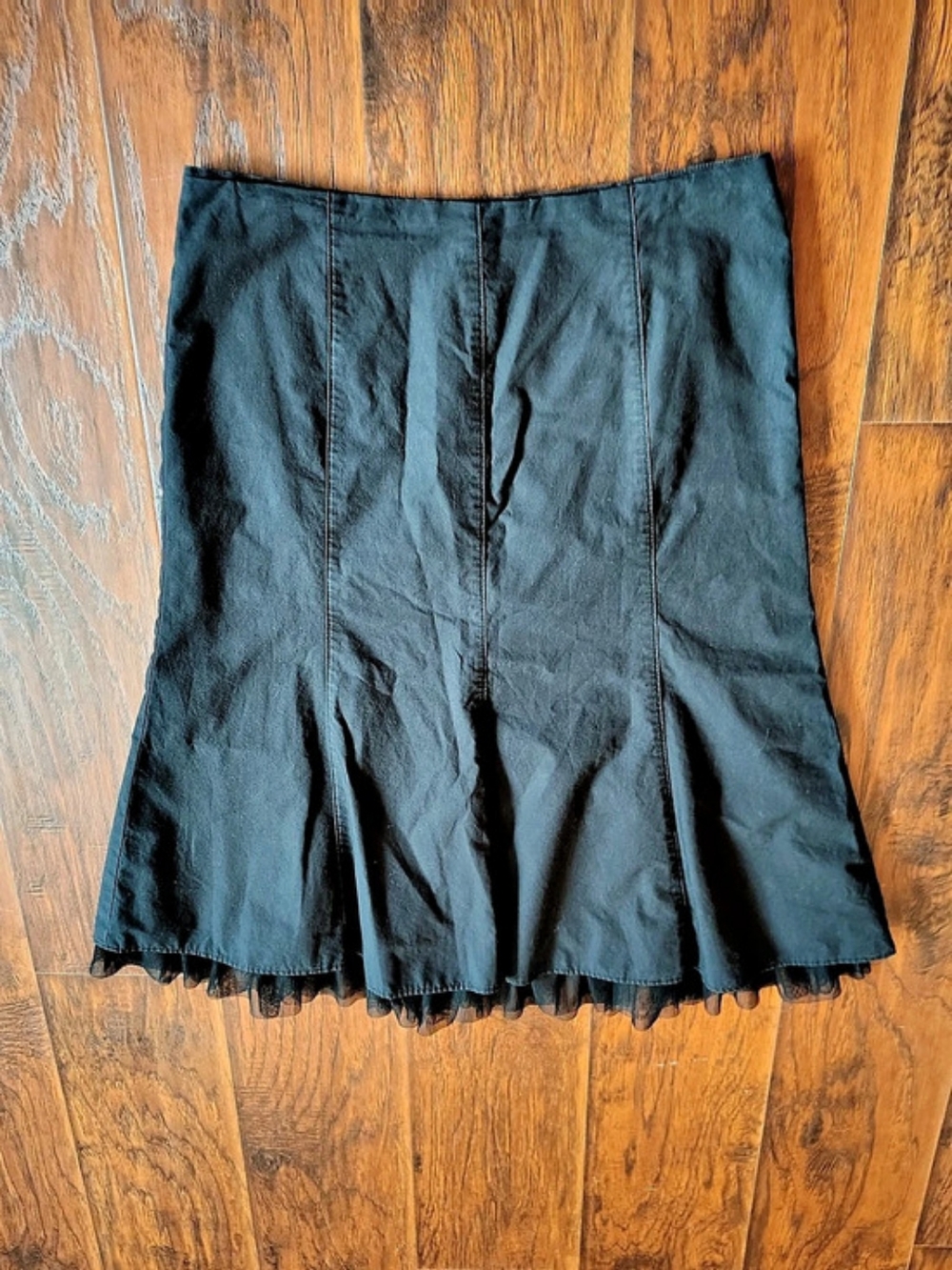 Retro Y2K Express Black A-line Flared Skirt With Tulle Hem Size 2
